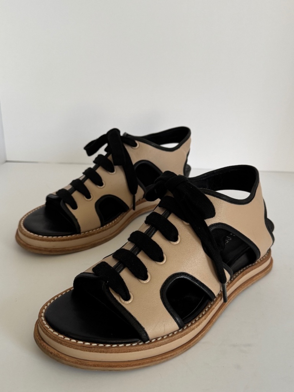 Opening Ceremony Idha Lace-Up Wedge Sandals size 39 US 9